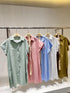 WANWAN Long Bottons Down Dress With Belt